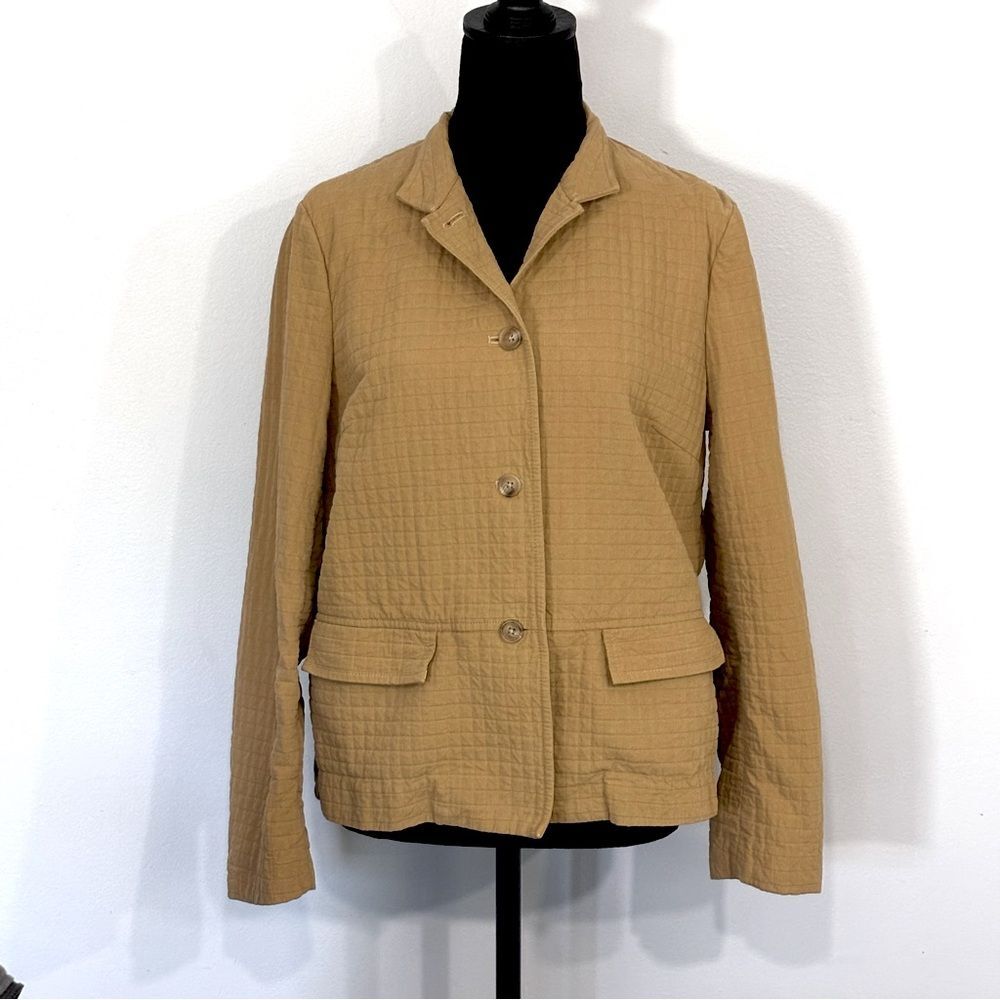 Lands' End Women’s Tan Brown Quilted Lightweight Spring Fall Coat Jacket Size 10